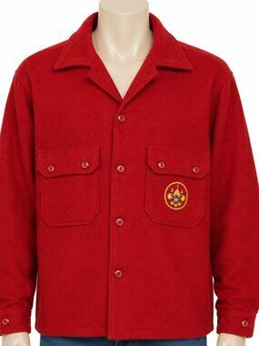 Vintage Boy Scouts of America BSA Official Red WOOL Jacket Size 40 USA L Arrow